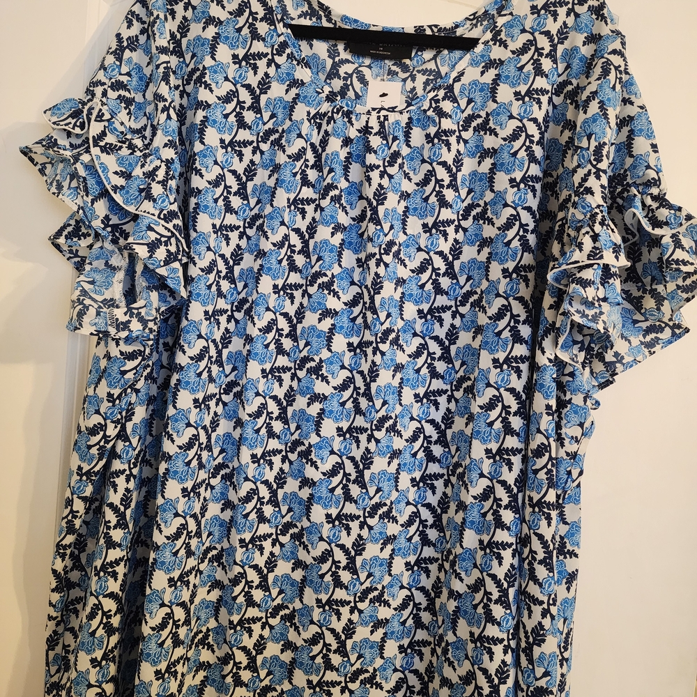 Lane Bryant Blue Floral Blouse